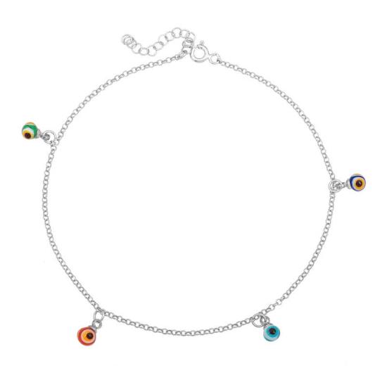 Silver Color Evil Eye Anklet