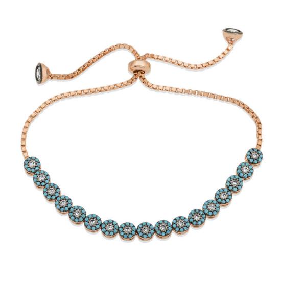Silver Rose Turquoise Stone Elevator Bracelet