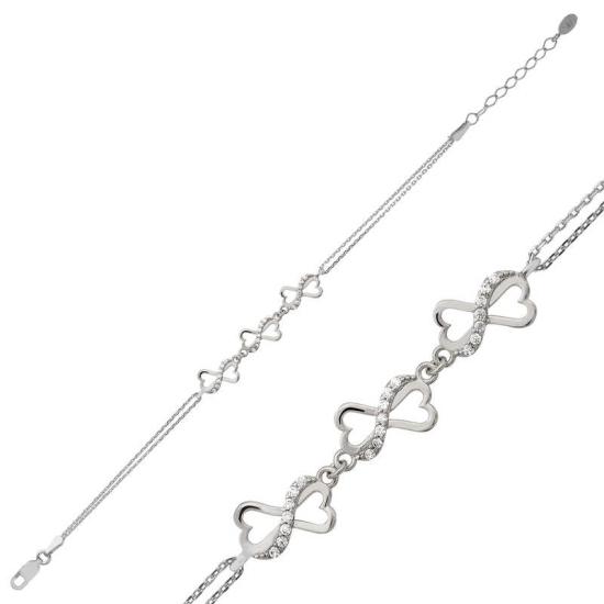 Silver Heart Infinity Bracelet