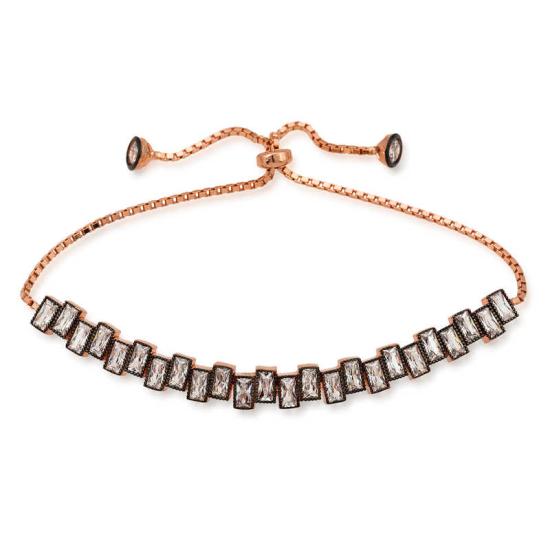 Silver Rose Baguette Stone Elevator Bracelet