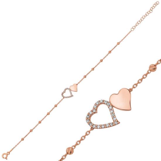 Silver Rose Dorissa Two Hearts Women’s Bracelet