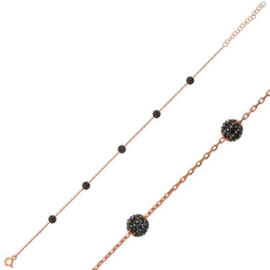Silver Rose Black Ball Women’s Bracelet