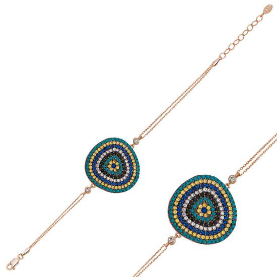 Silver Rose Drop Evil Eye Women’s Bracelet