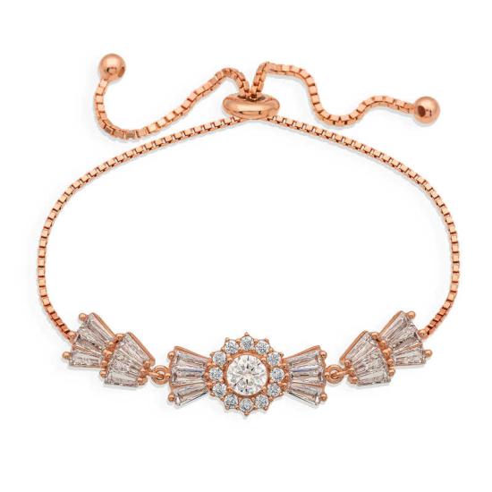 Silver Rose Baguette Stone Elevator Bracelet