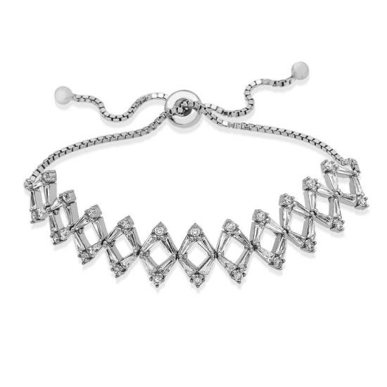 Silver Elevator Baguette Stone Women’s Bracelet