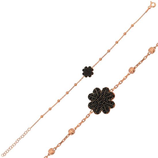 Silver Rose Heart Clover Women’s Bracelet