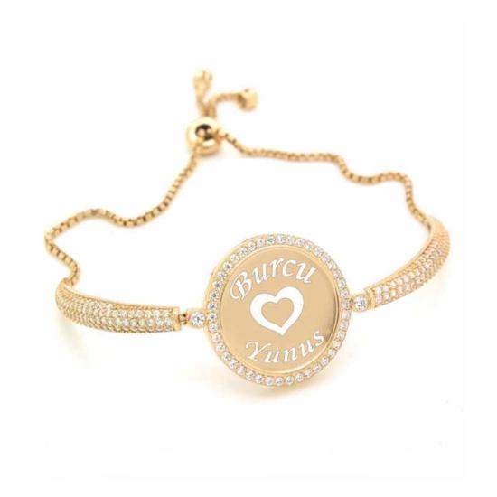 Silver Rose Name Bracelet with Personalized Stones for Women
