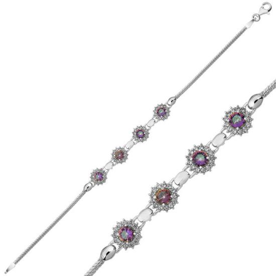 Silver Mystic Topaz Stone Bracelet