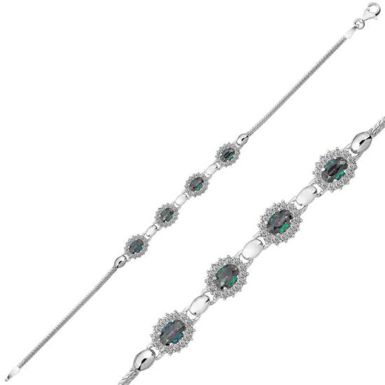 Silver Mystic Topaz Stone Bracelet