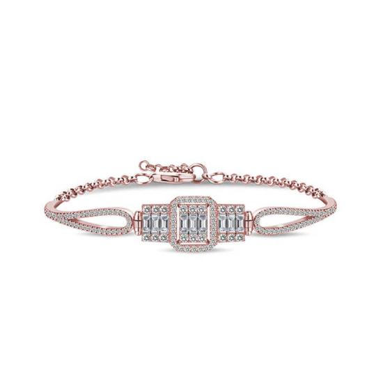 Silver Rose Baguette Women’s Bracelet