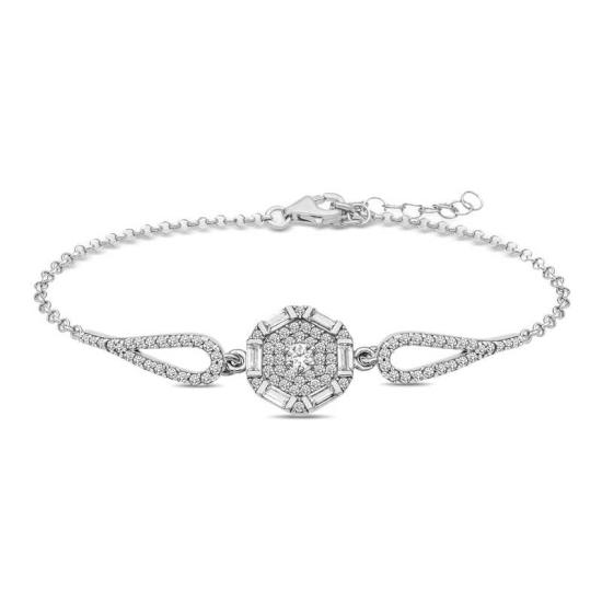Silver Baguette Stone Bracelet