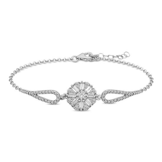 Silver Baguette Stone Bracelet