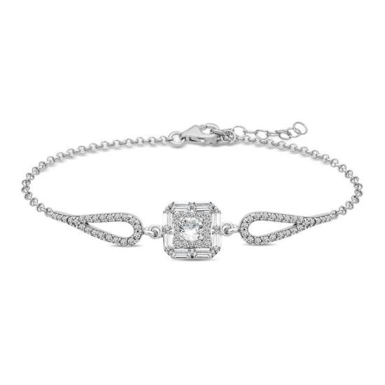 Silver Baguette Stone Bracelet