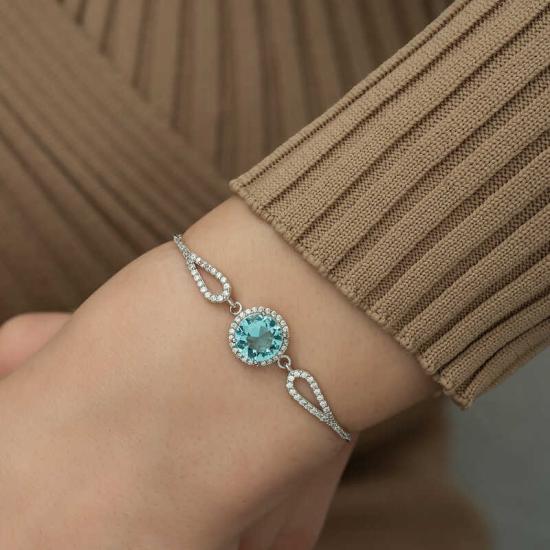 Silver Aquamarine Women’s Bracelet