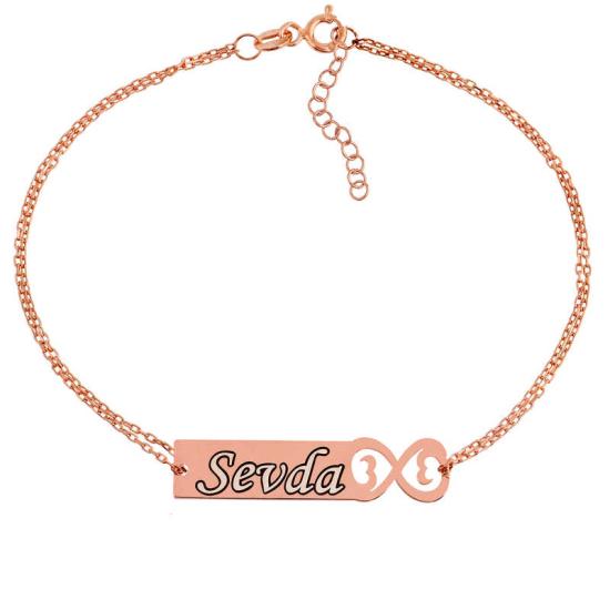 Silver Rose Personalized Infinity Name Bracelet for Women