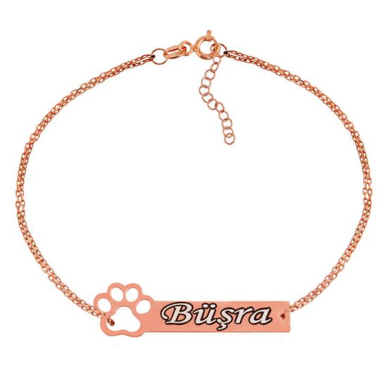 Silver Rose Personalized Name Bracelet for Women