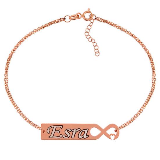 Silver Rose Personalized Infinity Heart Name Bracelet for Women