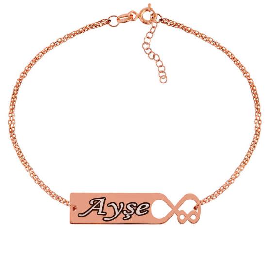 Silver Rose Personalized Eternal Love Name Bracelet for Women