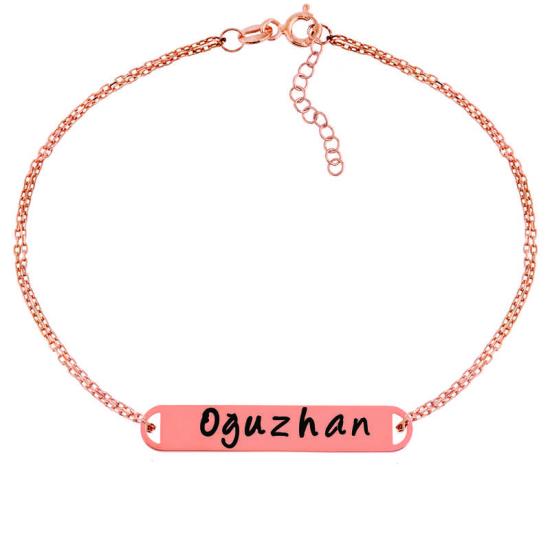 Silver Rose Personalized Name Bracelet for Women