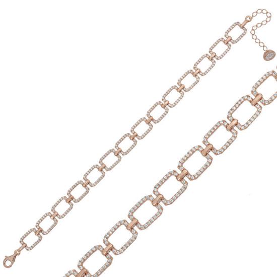 Silver Rose Square Stone Women’s Bracelet