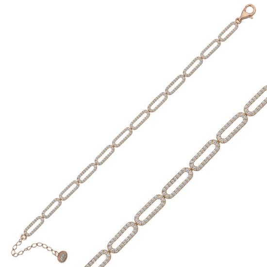 Silver Rose Oval Stone Women’s Bracelet