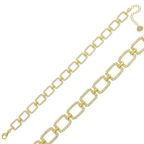 Silver Gold Square Stone Women’s Bracelet