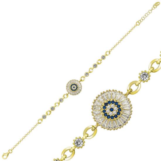 Silver Gold Baguette Stone Evil Eye Women’s Bracelet
