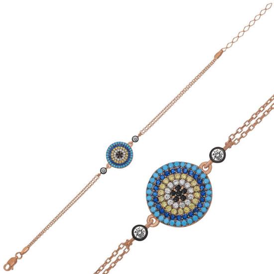 Silver Rose Evil Eye Women’s Bracelet