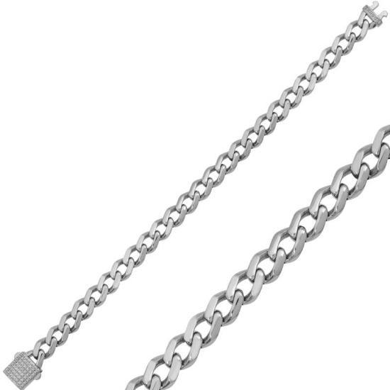 Silver Unisex Stone Gurmet Bracelet