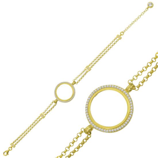 Gold Plated Women’s Bracelet with Silver Quarter Attachment