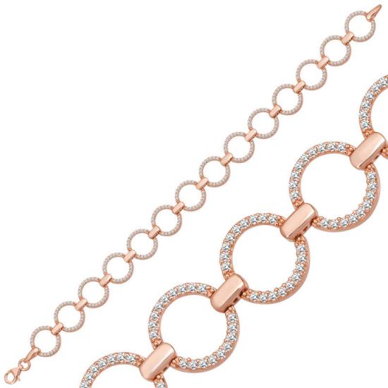 Silver Rose Round Stone Women’s Bracelet