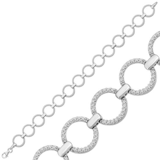 Silver Round Stone Women’s Bracelet