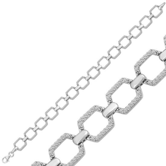 Silver Square Stone Women’s Bracelet