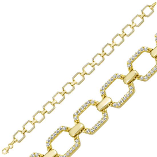 Silver Gold Square Stone Women’s Bracelet