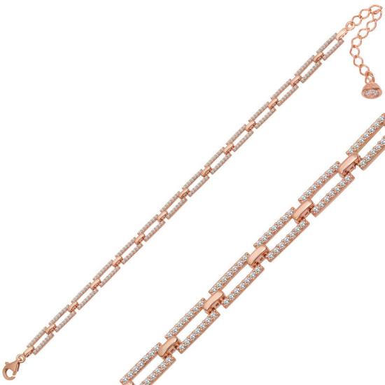 Silver Rose Square Stone Women’s Bracelet