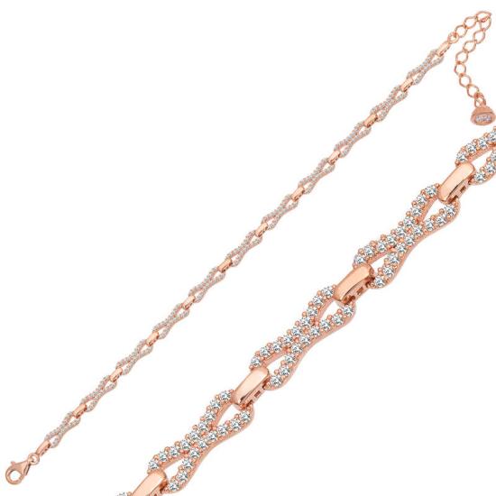 Silver Rose Zircon Stone Women’s Bracelet