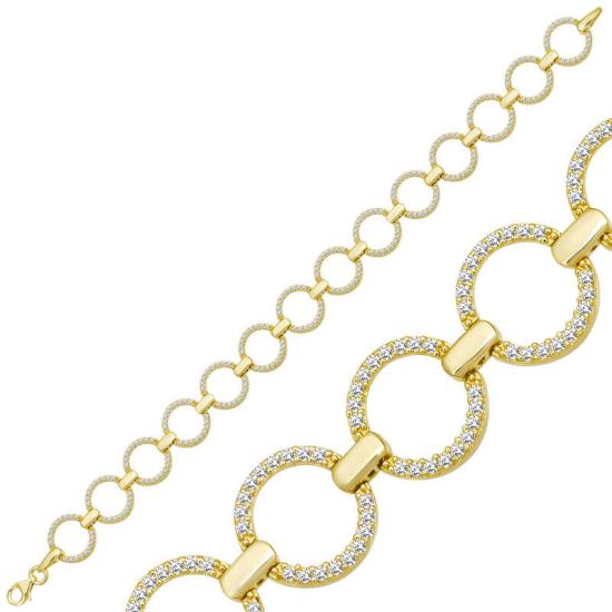 Silver Gold Round Stone Women’s Bracelet