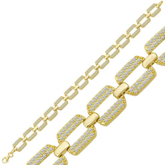 Silver Gold Zircon Stone Women’s Bracelet