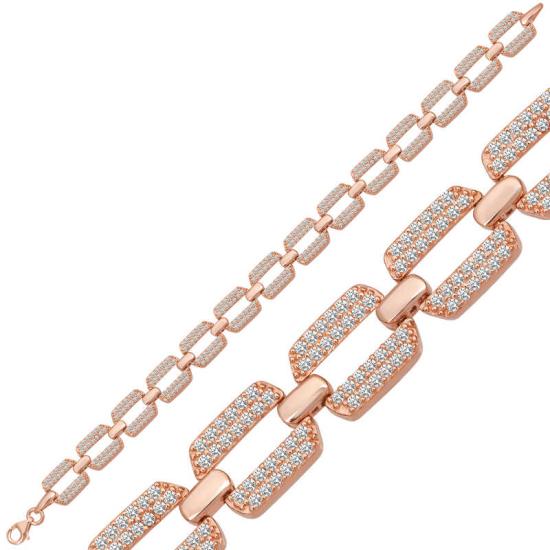 Silver Rose Zircon Stone Women’s Bracelet