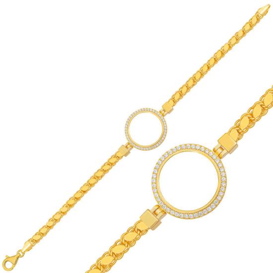 Gold Plated Women’s Bracelet with Silver Quarter Attachment