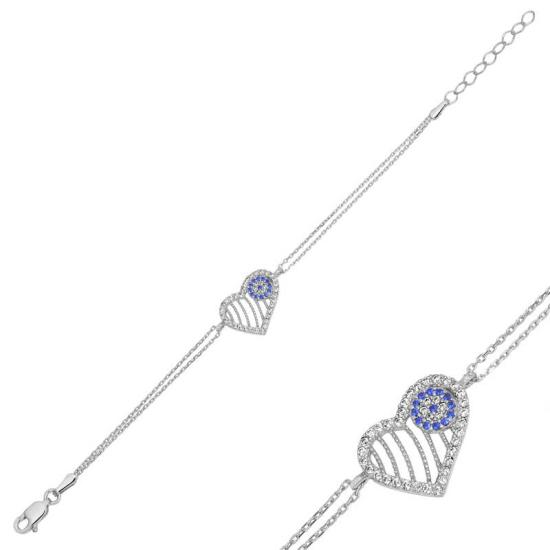 Silver Evil Eye Heart Women’s Bracelet
