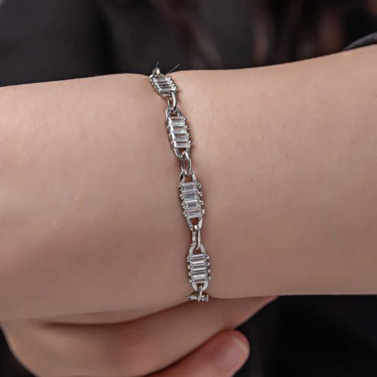 Silver Baguette Stone Women’s Bracelet