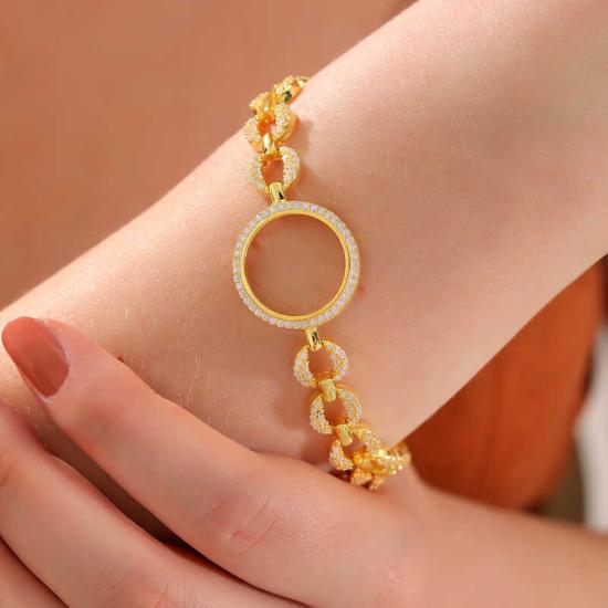 Gold Plated Women’s Bracelet with Silver Quarter Attachment
