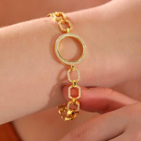 Gold Plated Women’s Bracelet with Silver Quarter Attachment
