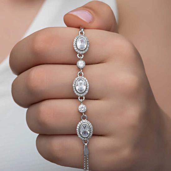 Silver Oval Stone Women’s Bracelet