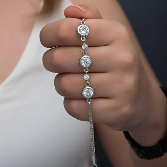 Silver Round Stone Women’s Bracelet