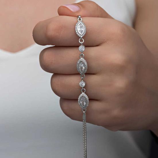 Silver Shuttle Zircon Stone Women’s Bracelet