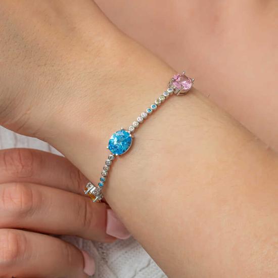 Silver Mix Stone Oval Waterway Women’s Bracelet