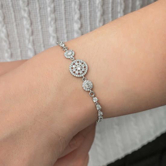 Silver Circle White Stone Waterway Women’s Bracelet