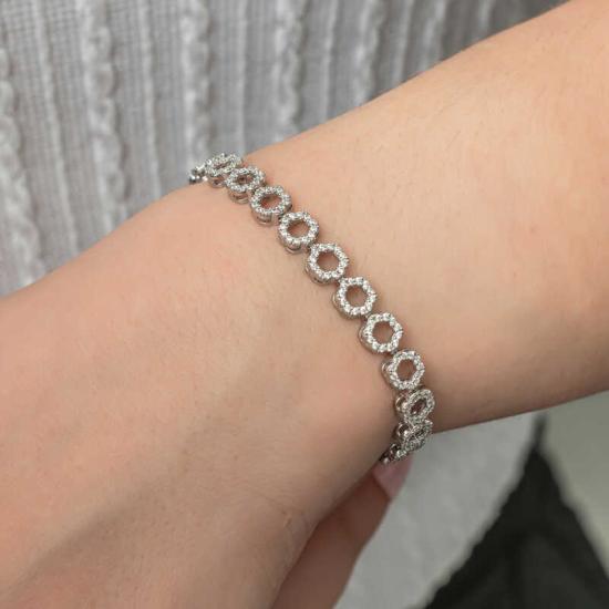 Silver Circle White Stone Waterway Women’s Bracelet